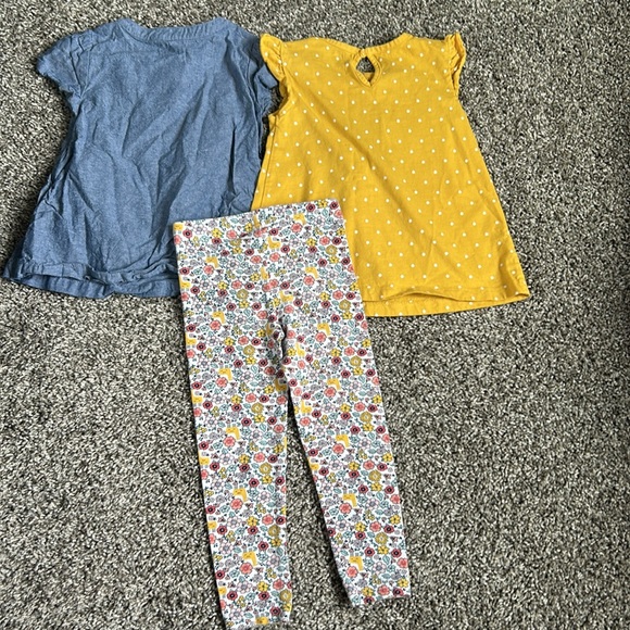 3 piece simple joys by Carter’s Toddler girl set 3T: 2 tops matching leggings - Picture 5 of 5